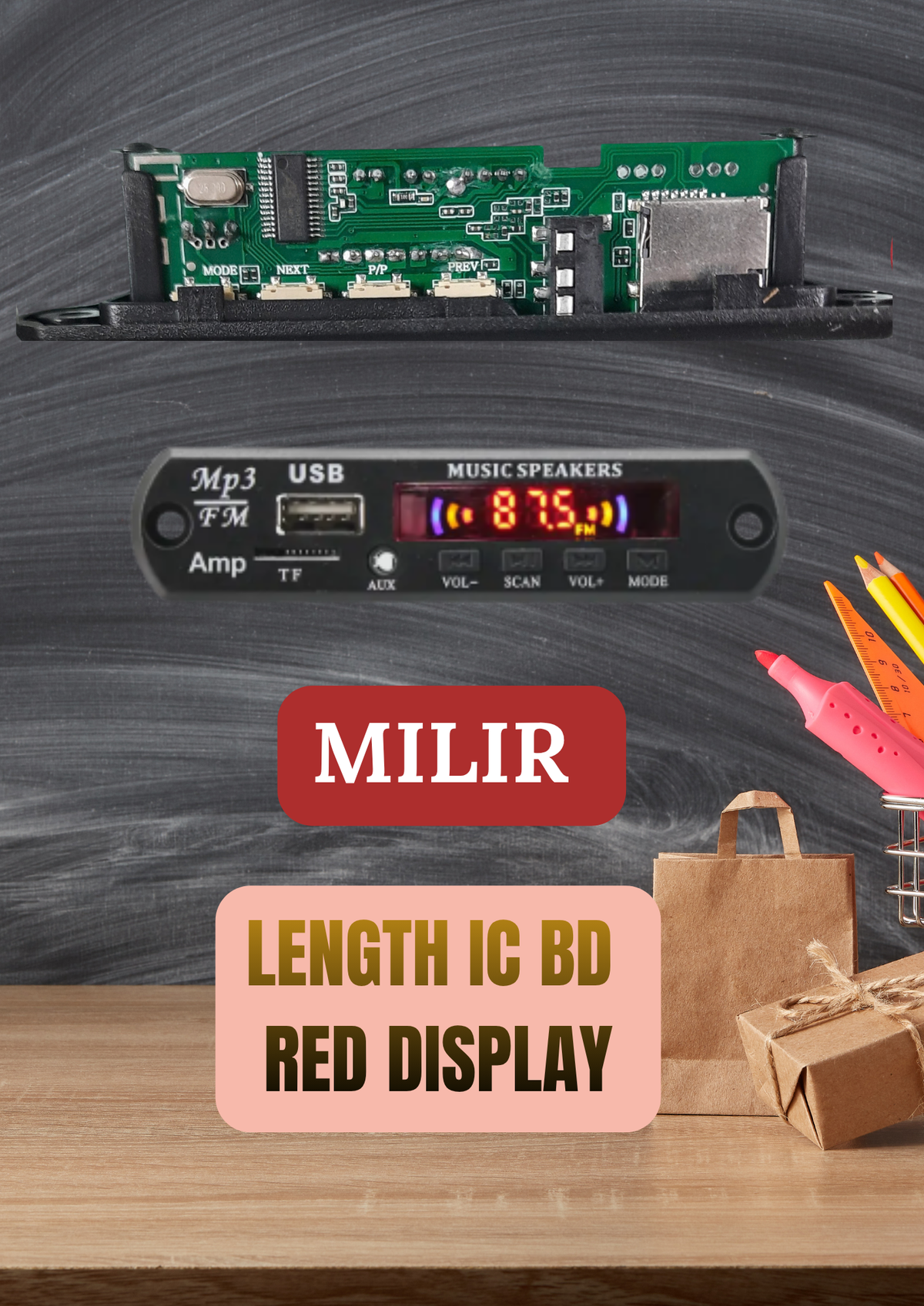 MILIR LENGHT IC USB BOARD RED