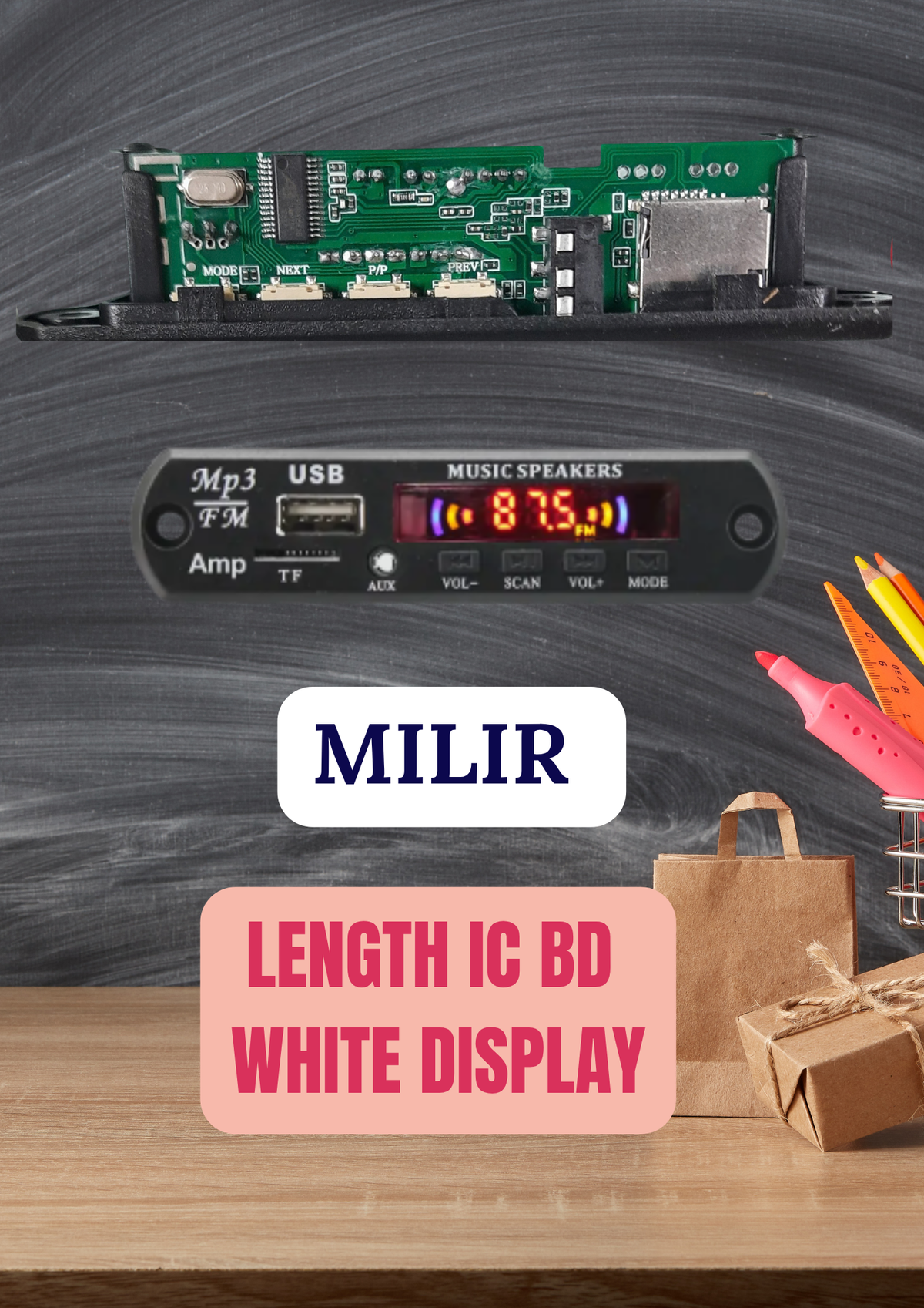 MILIR LENGHT IC USB BOARD WHITE