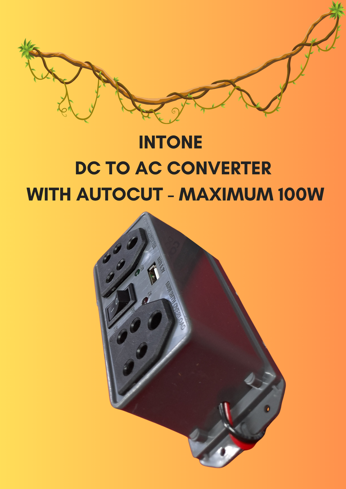 INTONE DC TO AC CONVERTER WITH AUTOCUT - MAXIMUM 100W