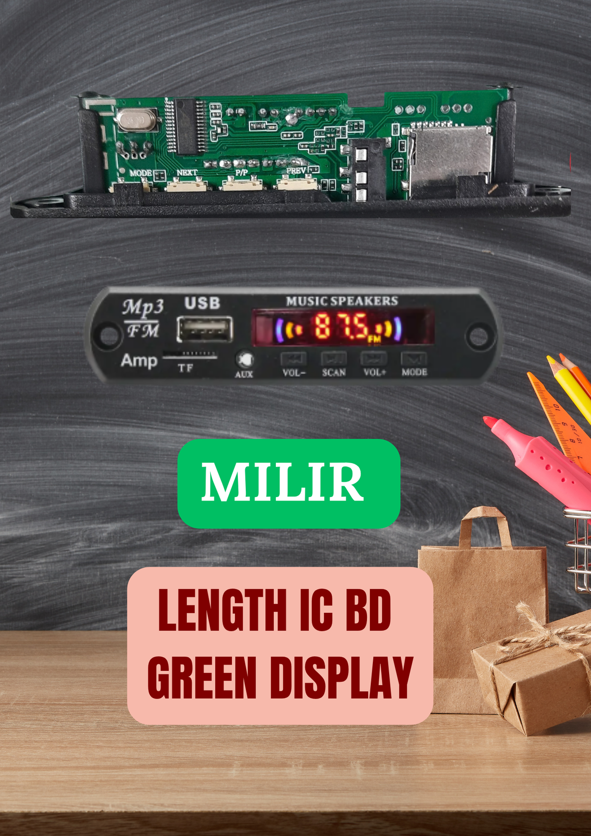 MILIR LENGHT IC USB BOARD GREEN