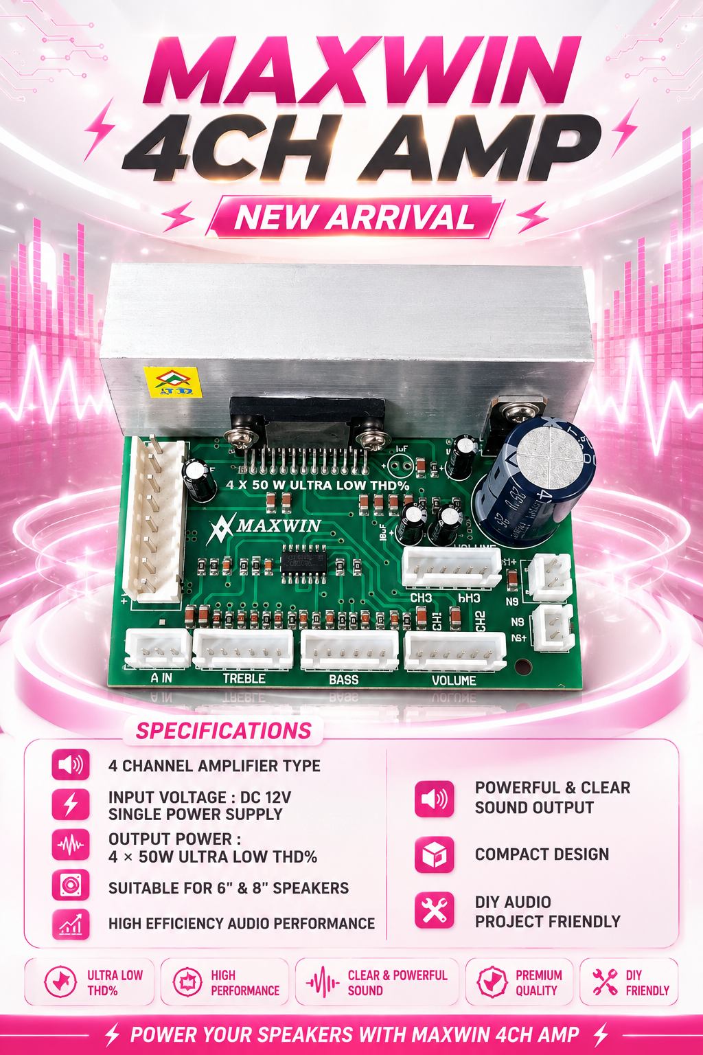 MAXWIN 4CH AMP BOARD