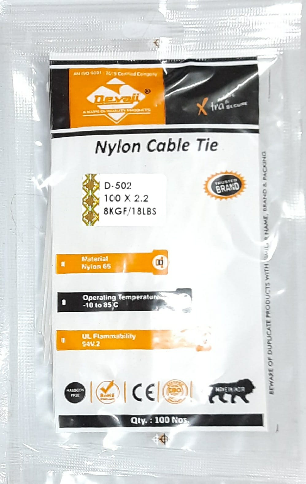 CABLE TIE SMALL WHITE/BLACK D-502