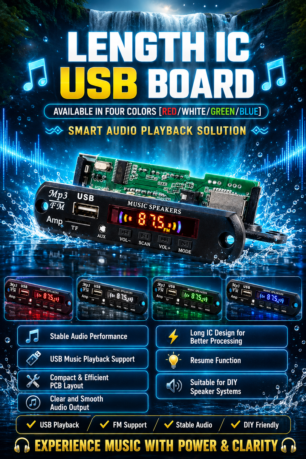 MILIR LENGHT IC USB BOARD WHITE