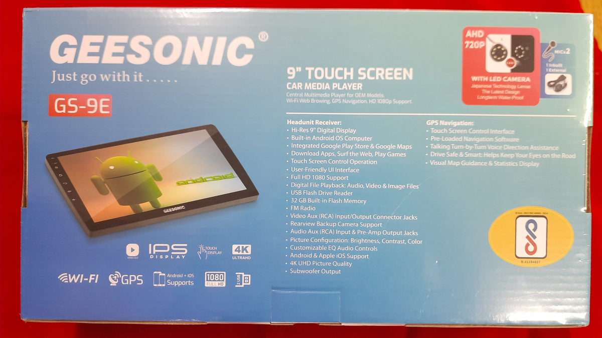 GEESONIC (GS-9E) 9" ANDROID TV WITH CAMERA & MIC