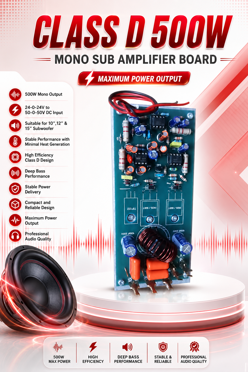 CLASS D 500W MONO SUB