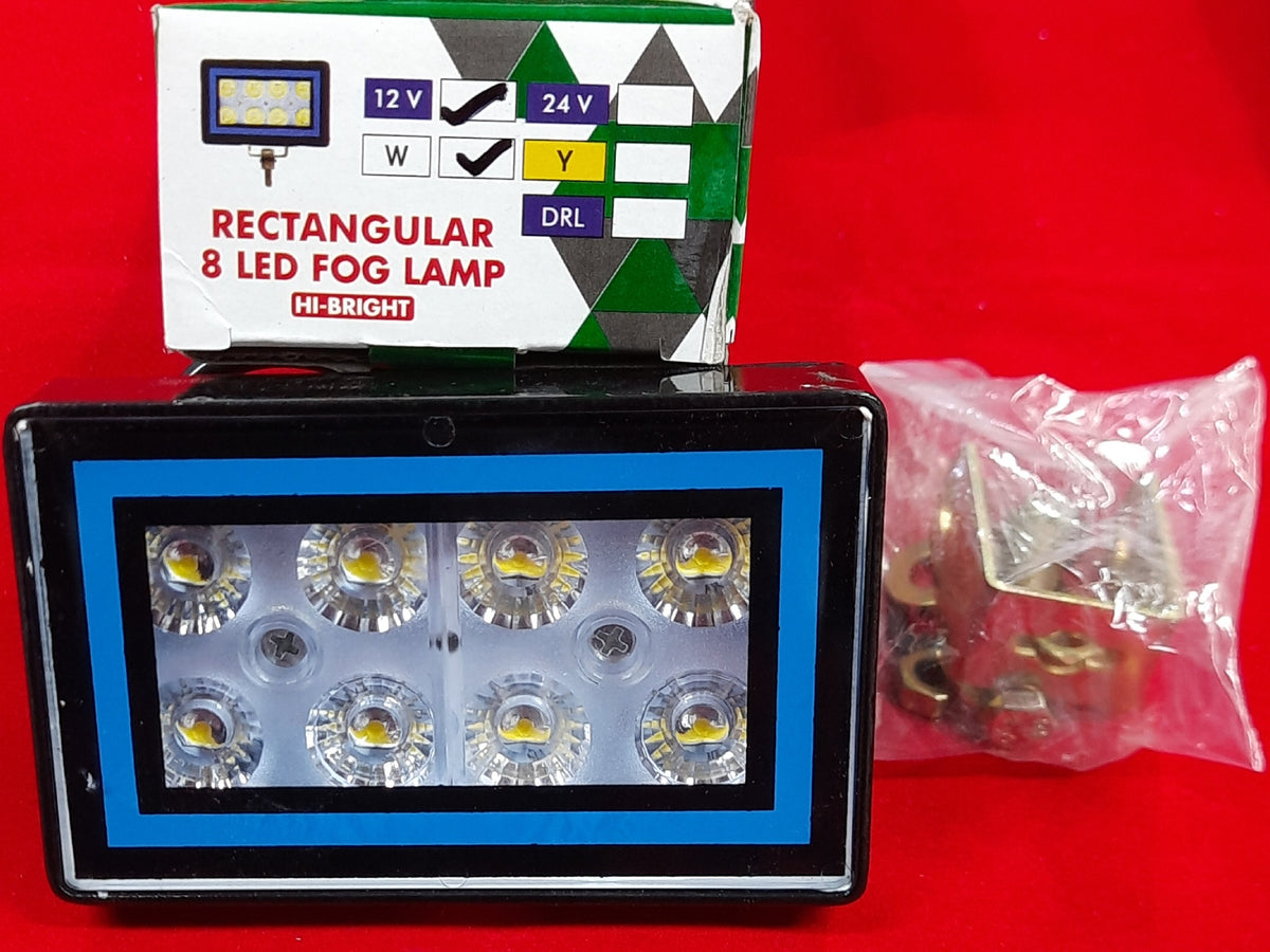 SPARK RECTANGULAR 8 LED FOG LAMP 12V (WHITE)