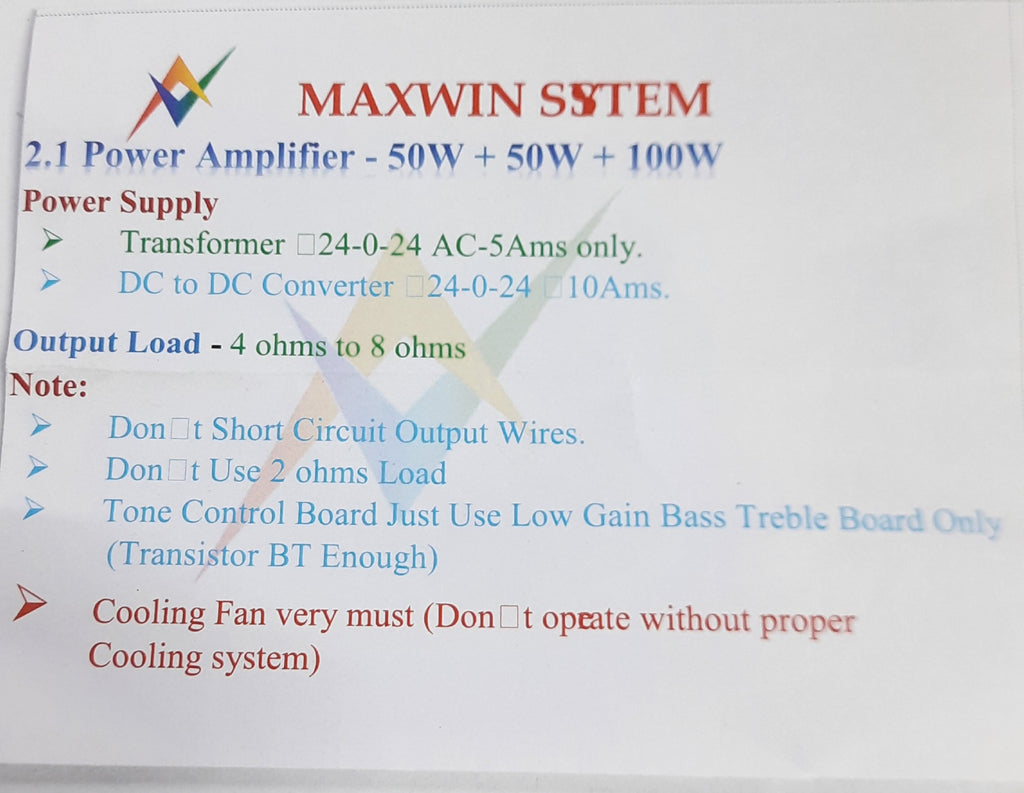 MAXWIN 2.1 AMP BOARD