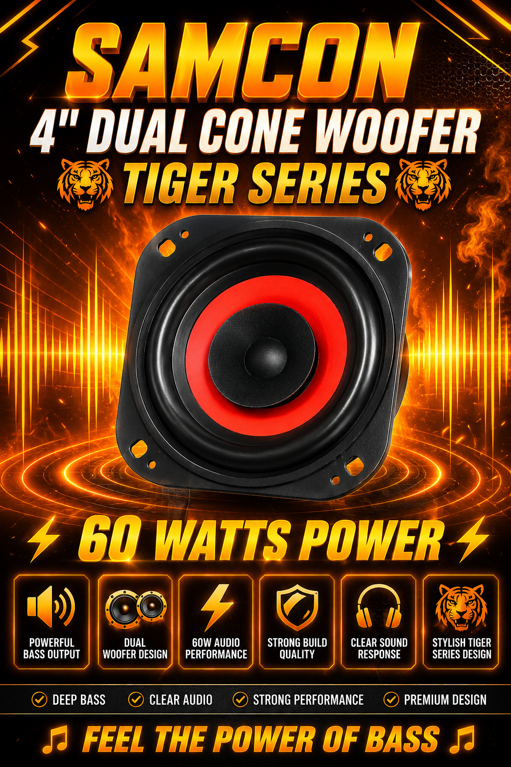 SAMCON 4" DUAL WOOFER TIGER MODEL