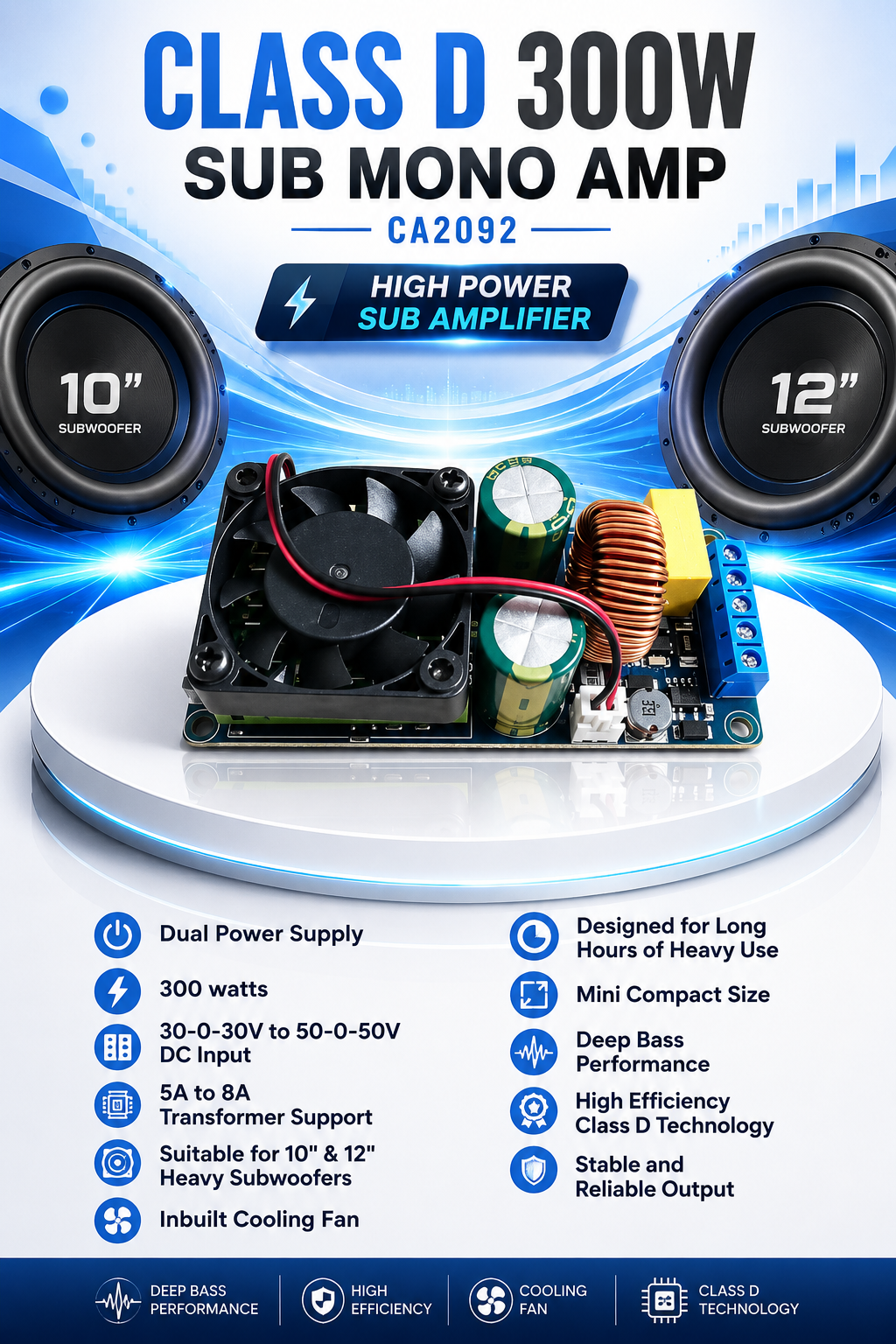 CLASS D 300W SUB MONO AMP
