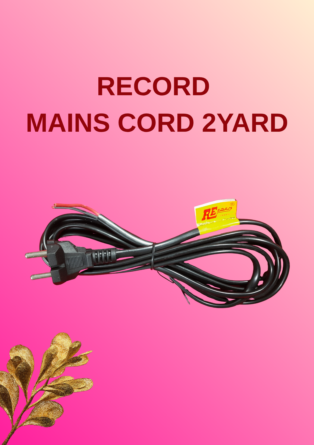RECORD MAINS CORD 2YARD
