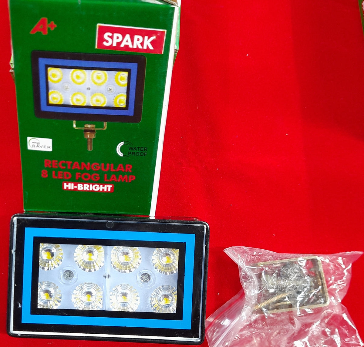 SPARK RECTANGULAR 8 LED FOG LAMP 12V (WHITE)