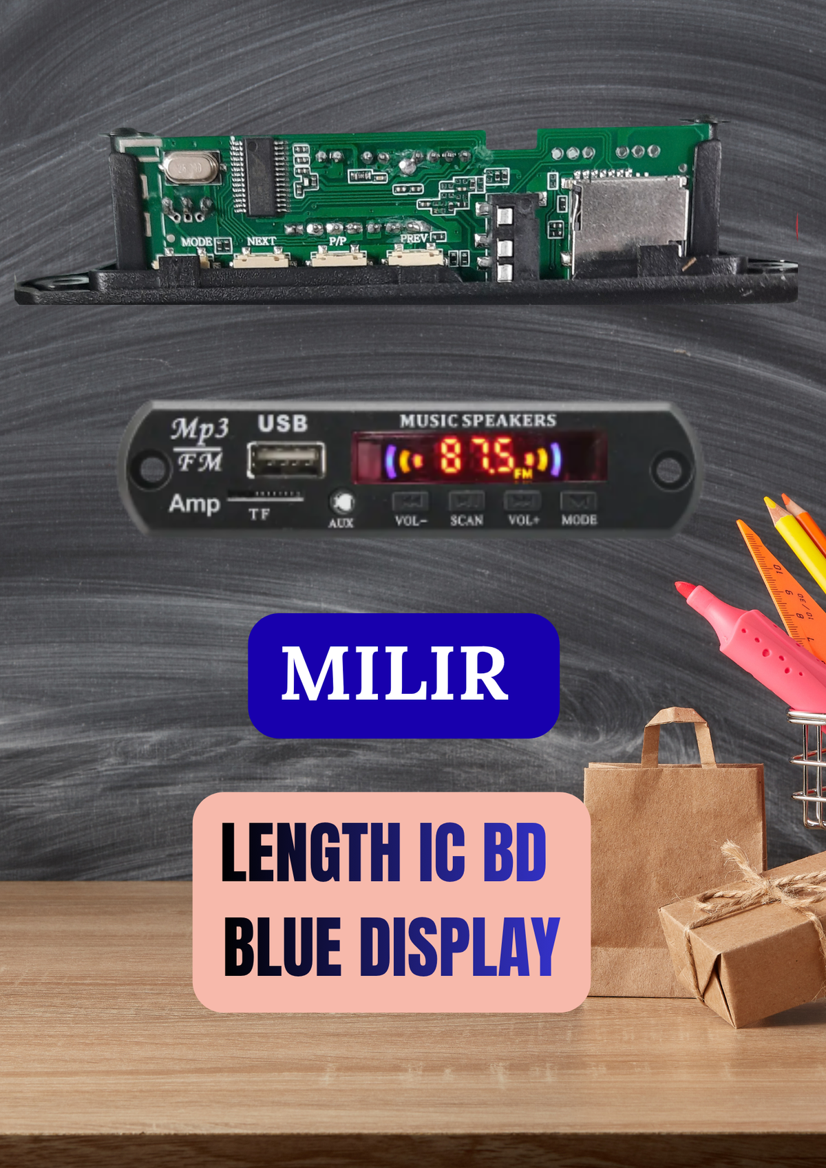 MILIR LENGHT IC USB BOARD BLUE